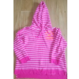 Hollister Pink Striped Zip-up Hoody